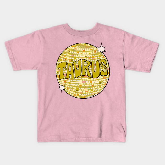 Taurus Disco Ball Kids T-Shirt by Doodle by Meg